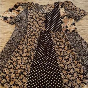 Vintage dress baby doll mixed pattern dress 90s